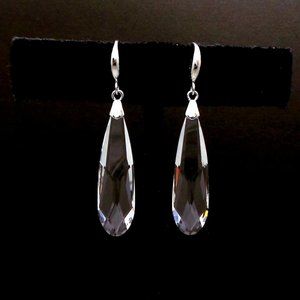 white pear teardrop crystal 925 rhodium plated sterling silver